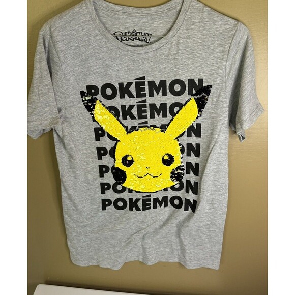 Polemon Pikachu Youth XL Tshirt Sequins Change Shift Flip See Pics - Picture 2 of 6